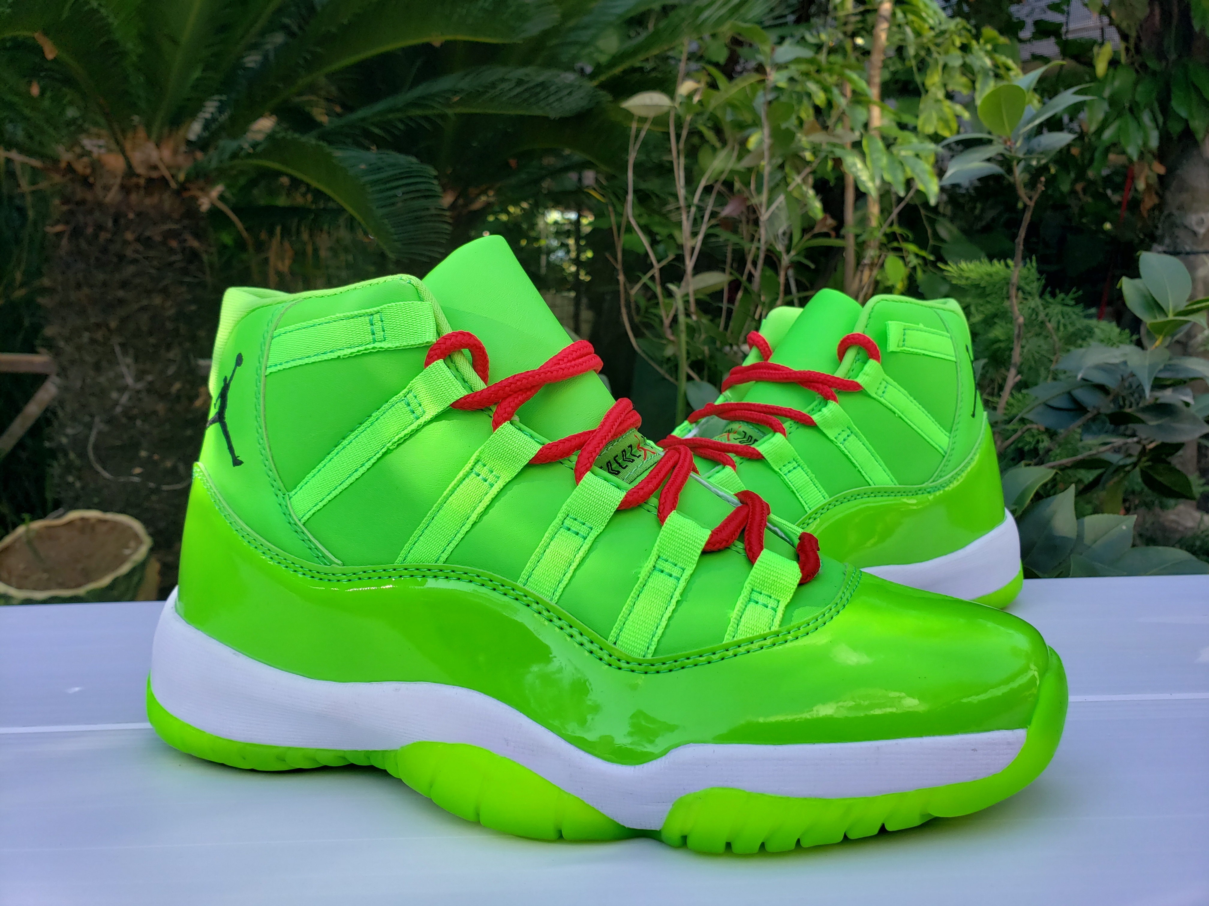 2020 Air Jordan 11 Fluorscent Green Red Black Shoes